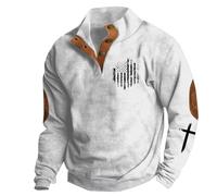 Men's American Flag Graphic Sweatshirts Western Aztec Print Vintage Top Henley Button Patchwork Pullover Sweaters