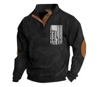 Men's American Flag Graphic Sweatshirts Western Aztec Print Vintage Top Henley Button Patchwork Pullover Sweaters