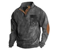 Men's American Flag Graphic Sweatshirts Western Aztec Print Vintage Top Henley Button Patchwork Pullover Sweaters
