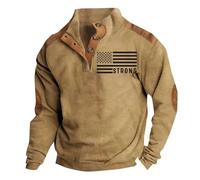 Men's American Flag Graphic Sweatshirts Western Aztec Print Vintage Top Henley Button Patchwork Pullover Sweaters