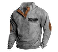 Men's American Flag Graphic Sweatshirts Western Aztec Print Vintage Top Henley Button Patchwork Pullover Sweaters