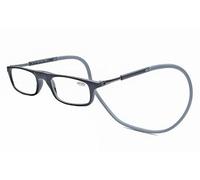 Men's and women's reading glasses Occhiali da lettura sottili da donna e uomo, chiusura magnetica, facile da leggere, con elastici in silicone (Size : 100x, Color : Braccio Grigio Telaio Nero)