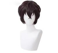 Mens Anime Cosplay Parrucca Per Dazai Osamu Halloween Costume Partito Breve Riccio Marrone Scuro Resistente Al Calore Halloween Partito Parrucche