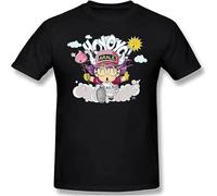 Men's Arale Foil Vintage Print Dr Slump Toriyama Manga 90s Cute Robot 80s T Shirt Street Fashion Casual Tee Black S