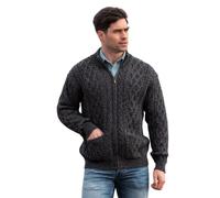 Men's Aran Full Zip Charcoal Cardigan