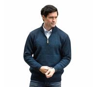 Men's Aran Quarter Zip Wool Blackwatch Jumper