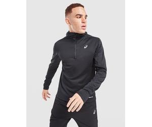 Mens ASICS Felpa con Cappuccio 1/4 Zip Road Winter - Nero, nero XL
