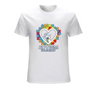 Men's Autism Awareness Heart Hand Puzzle Autism Mom Dad Wear Blue Shirts T-Shirts White S