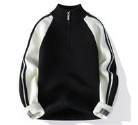 Men's Autumn And Winter Thread Jacket with Thick Velvet for Teenagers And Students, Knitted As The Base Layer(Black,XL)