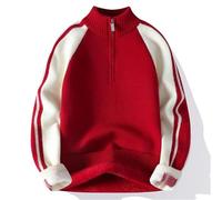 Men's Autumn And Winter Thread Jacket with Thick Velvet for Teenagers And Students, Knitted As The Base Layer(Red,4XL)