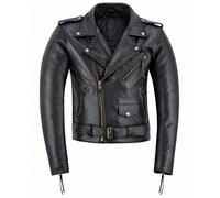 Men's Black Genuine Leather Biker Jacket Classic Motorcycle Brando Style Custom