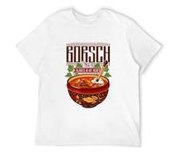 Men's Borsch Борщ Blanco Amarillo Negro Rojo Hombres Mujeres T-Shirts White XL