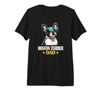 Mens Boys Cool Sunglasses Boston Terrier Dog Dad Lover Maglietta Premium