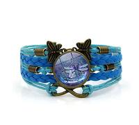 Mens Bracelets,Blue Rope Blue Dragonfly Creature,Time Gemstone Multi-Layer Hand-Woven Glass Combination Jewelry Ladies Fashion European And American Jewelry