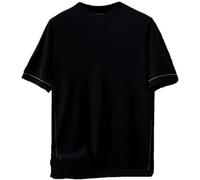 Mens Breathable Crew Neck Shirt Lightweight Solid Color Casual Summer Top for Vacation(Black,XXL)