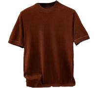 Mens Breathable Crew Neck Shirt Lightweight Solid Color Casual Summer Top for Vacation(Caramel,4XL)