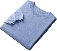 Mens Breathable Solid Color Shirt Summer Lightweight Casual Crew Neck Tee for Summer Workout(Blue,XXL)