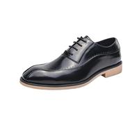 Mens Brogue Oxford Leather Dress Shoes Lace Up Formal Wedding Prom Casual Luxury Footwear(Black,44 EU)