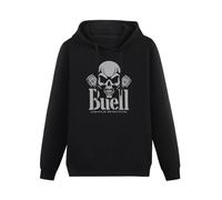 Mens Buell American Motorcycles Skull Piston Hoodies Long Sleeve Pullover Loose Hoody Sweatershirt Christmas Hoodie Black L