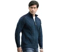 Men's Cable Knit Shoulder Patch Blackwatch Zip Cardigan