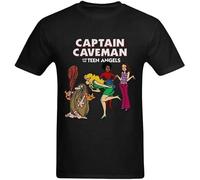 Men's Captain Caveman Cotton Short Sleeve Sport Casual Tee Summer Fashion Tops T-Shirts Black M