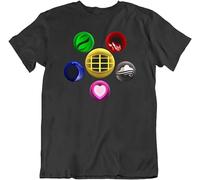 Men's Captain Planet The Power Is Yours Rings of Fire Water Earth Wind Heart T-Shirts Black L