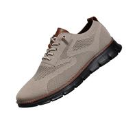 Mens Casual Dress Shoes, Lightweight Breathable Business Casual Shoes for Men with Mesh Upper for Work Travel (Khaki Black,46)