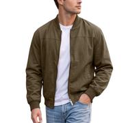 Mens Casual Lightweight Jacket Zip Up Regular Fit With Side Pockets (Brown,M)
