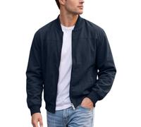 Mens Casual Lightweight Jacket Zip Up Regular Fit With Side Pockets (Dark Blue,XXL)