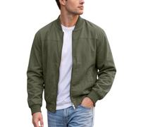 Mens Casual Lightweight Jacket Zip Up Regular Fit With Side Pockets (Green,S)