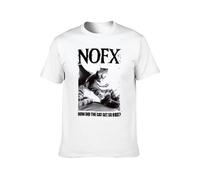 Men's Casual Shirt NOFX How Did The Cat Get So Fat Punk Rock Double Stitch Sleeves And Hem White S