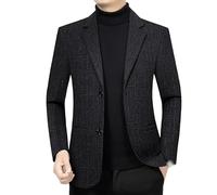Men's Classic Black Business Blazers Korean Style Slim Fit Suit Jacket All Match Casual Two Button Coat(L)