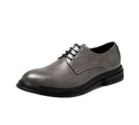 Mens Classic Lace Up Oxford Shoes Leather Round Toe Slip Resistant Block Heel Formal Casual Footwear(Grey,44 EU)