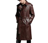 Men's Coats Goat Skin Leather Jacket Spring Fashion Formal Leather Long Leather Clothing (Color : Brown Size : 5XL Code) (Brown XL Code)