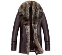 Men's Coats Winter Leather Jacket Men Thicken Windbreaker Coat Fashion Flocking Faux Leather Jacket Male (Color : Brown Size : XXXL Code)