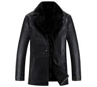 Men's Coats Winter Leather Jackets Thick Warm Mens Leather Jacket And Coat Fashion Casual Men's Clothing (Color : Brown Size : XXL Code) (Black M Code)
