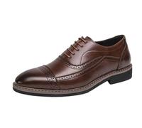 Mens Comfort Orthopedic Lace Up Oxford Shoes Pointed Toe Italian Leather Formal Business Dress Shoes for Office and Weddings(Brown,39 EU)