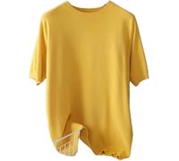 Mens Comfort Solid Color Breathable Shirt Summer Lightweight Crew Neck Tee for Beach(Amarillo,3XL)