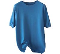 Mens Comfort Solid Color Breathable Shirt Summer Lightweight Crew Neck Tee for Beach(Blue,3XL)