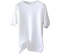 Mens Comfort Solid Color Breathable Shirt Summer Lightweight Crew Neck Tee for Beach(White,3XL)