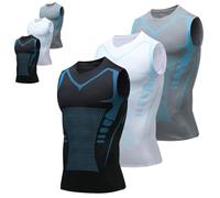 Men's Compression Shirt, Shape Wear Shirt Men,New Version Ionic Shaping Sleeveless Vest, V2 Perfect Body Shape for Men(3PCS,3XL)