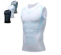 Men's Compression Shirt, Shape Wear Shirt Men,New Version Ionic Shaping Sleeveless Vest, V2 Perfect Body Shape for Men(White,XL)