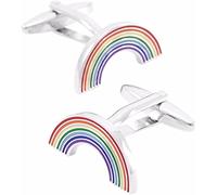 Mens Cufflinks Elegant Style Cuff Men's Shirt Cuffs Button Enamel Cufflinks Brand Men's Jewelry Gift Fashion Rainbow Cuff Links Clothing Accessories