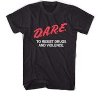 Men's D. A. R.e pour Imperméable Anti Drugs T Shirt Tout Tailles Men's Breathable Cotton Crew Neck Plain Tee Tops Black M