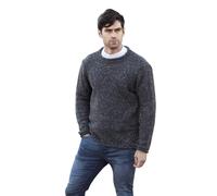 Men's Donegal Wool Curl Neck Charcoal Jumper