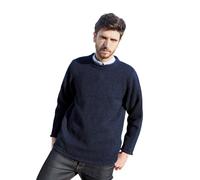 Men's Donegal Wool Curl Neck Navy Jumper
