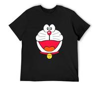 Men's Doremon Cartoon Face Elegant Polyester Men Tee Shirt Ofertas Big Sale T-Shirts Black L