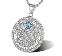 Mens EGITÀ Rap Hip Hip Hop Pyramid Eye of Providence Necklace