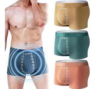 Men's Energetic Massage Magnetic Therapy Underwear, Energy Field Therapy Men's Underwear, Men Massage Boxer Brief (3Pcs-G,L)