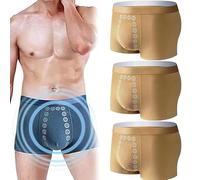 Men's Energetic Massage Magnetic Therapy Underwear, Energy Field Therapy Men's Underwear, Men Massage Boxer Brief (3Pcs-B,L)
